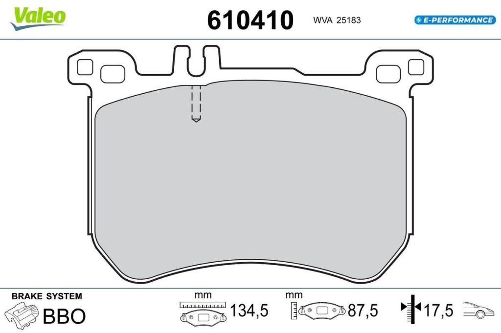 Jogo de 4 pastilhas de travão VALEO 610410